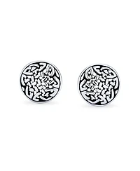 Bling Jewelry Viking Celtic Knot Stud Earrings in Oxidized Sterling Silver