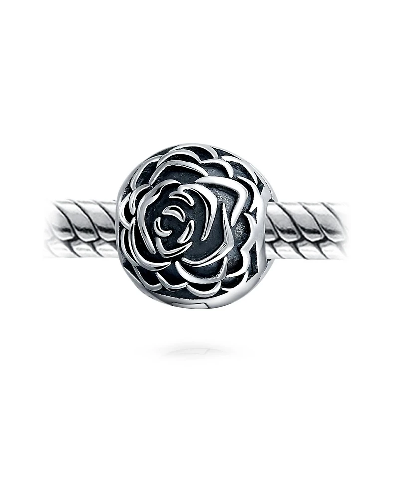 Bling Jewelry Bloom Floral Rose Clasp Spacer Charm Oxidized Silver European Bracelet