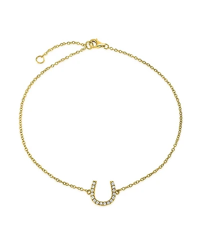 Bling Jewelry Delicate Pave Cz Horseshoe Anklet Ankle Bracelet Gold Plated Sterling Silver 9-10
