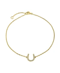 Bling Jewelry Delicate Pave Cz Horseshoe Anklet Ankle Bracelet Gold Plated Sterling Silver 9-10