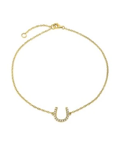 Bling Jewelry Delicate Pave Cz Horseshoe Anklet Ankle Bracelet Gold Plated Sterling Silver 9 10 X22