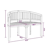 Banana Bench 47.2" Solid Teak Wood