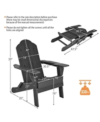 Gymax 2PCS Patio Folding Adirondack Chair Weather Resistant Cup Holder Yard
