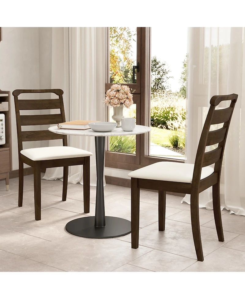 Polyester Upholstered Wooden Dining Chair Set of 2