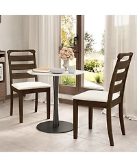 Polyester Upholstered Wooden Dining Chair Set of 2