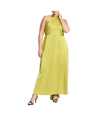 Eloquii Women's Plus Halter Neck Satin Maxi Dress