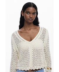 Desigual Women's Cropped openwork sweater