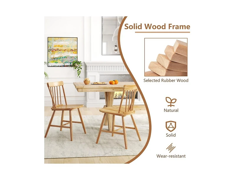 Farmhouse Kitchen Chair Set of 2 with Rubber Wood Frame