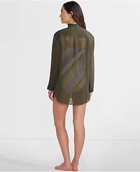 Lands' End Women's Rayon Rib Button Down Cover-Up