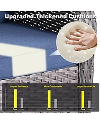 Xizzi Outdoor Furniture Patio Conversation Set 5 Pieces All Weather Wicker High Back Couch with Ottomans