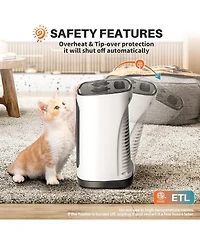 Kismile Portable Electric Space Heater, Small Ceramic Heater Fan with Thermostat, Tip-Over and Overheat Protection,Fast Heating for Home/Office,1500W