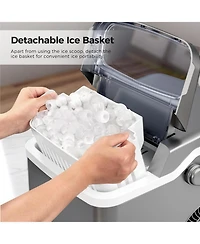 Kismile Ice Makers Countertop,28Lbs/Day,Collapsible Portable Countertop Ice Maker Machine with Handle, 2 Sizes of Ice Cube,9 Pcs/7 Mins,Small Ice Make