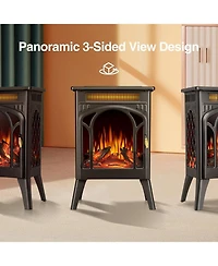 Kismile Electric Fireplace, 1500W infrared heater with 3D flame effect, remote control, 8-hour timer, and 5100 Btu heating. Ideal for freestanding use