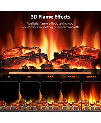 Kismile Electric Fireplace Heater, 20" Infrared Fireplace Heater 1000/1500W, 3D Realistic Flames Effect, Etl Certificated, Adjustable Flame Brightness