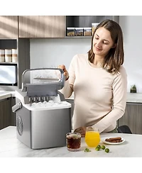Kismile Ice Makers Countertop,28Lbs/Day,Collapsible Portable Countertop Ice Maker Machine with Handle, 2 Sizes of Ice Cube,9 Pcs/7 Mins,Small Ice Make