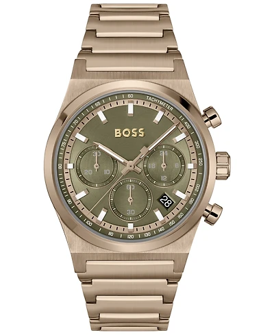 Hugo Boss Men's Candor Quartz Chronograph Ionic Plated Beige Gold-Tone Stainless-Steel Watch, 41mm