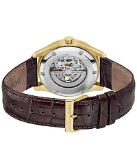 Hugo Boss Men's Principle Skeleton Mech-Automatic Brown Calfskin Watch, 41mm