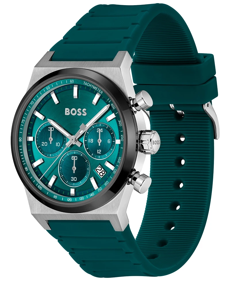Hugo Boss Men's Candor Quartz Chronograph Green Silicone Watch, 41mm