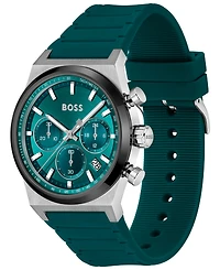 Hugo Boss Men's Candor Quartz Chronograph Green Silicone Watch, 41mm