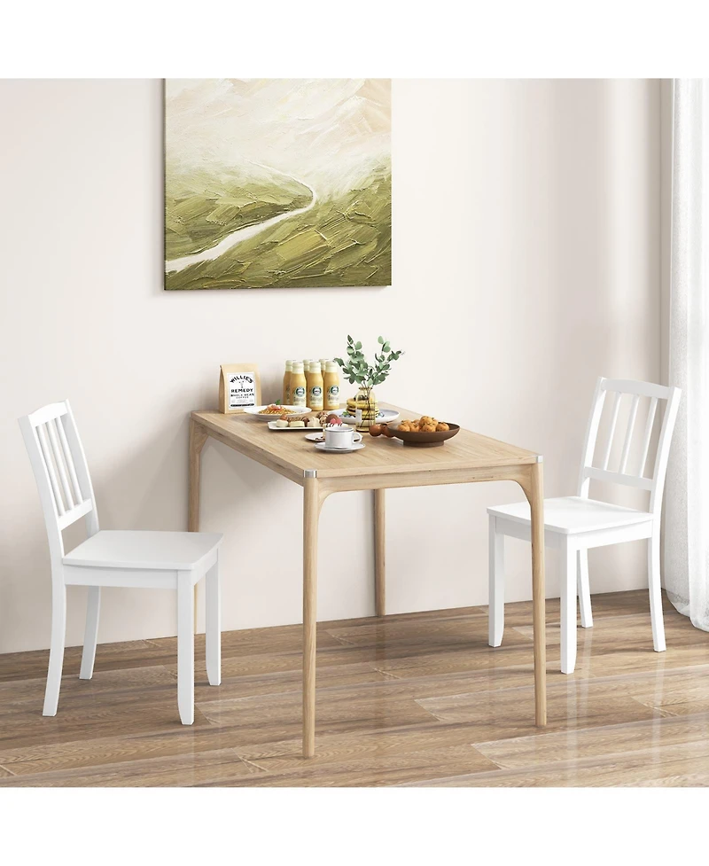 Wood Dining Chair Set of 2 with Rubber Wood Legs