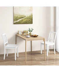 Wood Dining Chair Set of 2 with Rubber Wood Legs