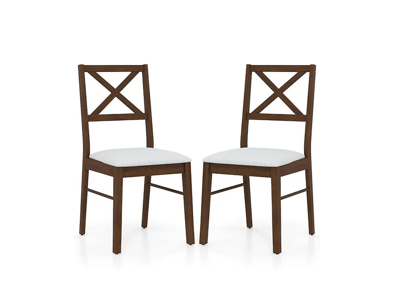 Upholstered Side Dining Chairs Set of 2 with Rubber Wood Frame