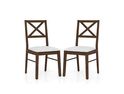 Upholstered Side Dining Chairs Set of 2 with Rubber Wood Frame