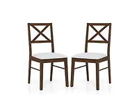 Upholstered Side Dining Chairs Set of 2 with Rubber Wood Frame