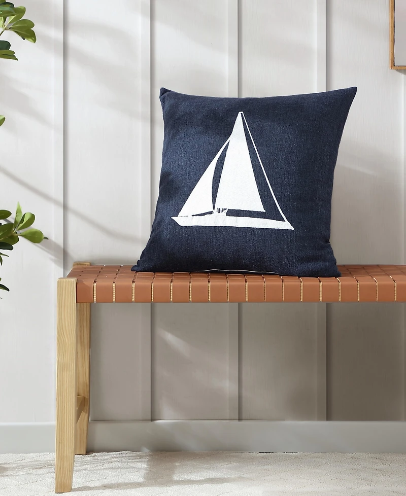 Nautica Sailboat Horizons Embroidered Square Pillow, 20" X 20"