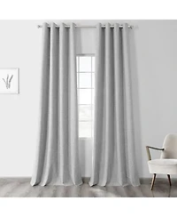 Half Price Drapes Millennial Grey Grommet Thermal Cross Linen Weave Blackout Curtain