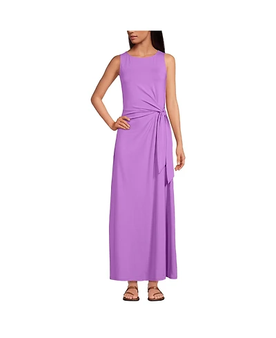 Lands' End Women's Cotton Modal Sleeveless Tie Waist Maxi Dress