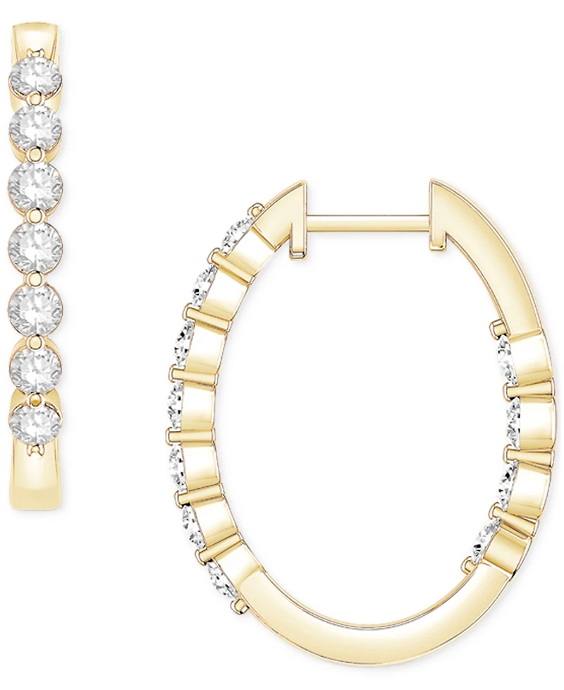 Diamond In & Out Small Hoop Earrings (1 ct.tw.) in 14k White or Yellow Gold