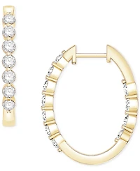 Diamond In & Out Small Hoop Earrings (1 ct.tw.) in 14k White or Yellow Gold