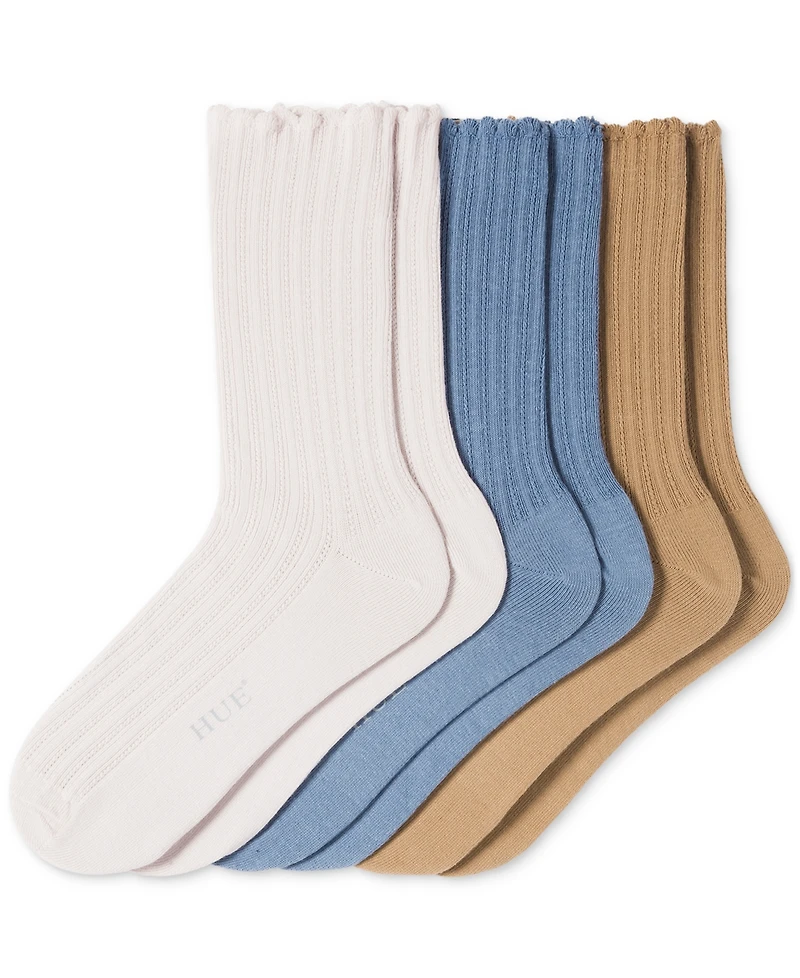 Hue Women's 3-Pk. Scalloped Pointelle Crew Socks