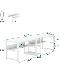 Tribesigns Two Person Desk with Bookshelf, 78.7 Computer Office Double for Person, Writing Workstation Shelf Home
