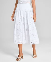 And Now This Women's Cotton Eyelet Midi Skirt, Exclusively at Macy's