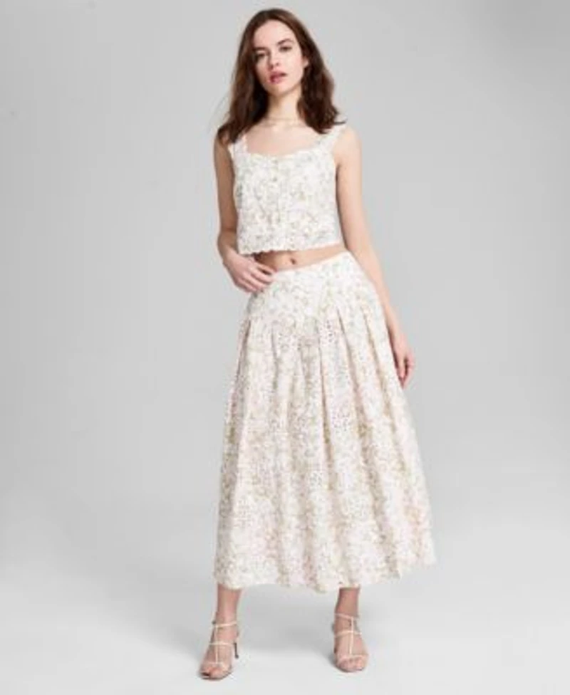 Now This Womens Sleeveless Eyelet Tank Top Midi Skirt Exclusively At Macys