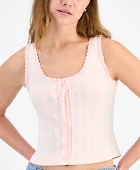 And Now This Women's Pointelle Cropped Lace-Trim Top, Exclusively at Macy's