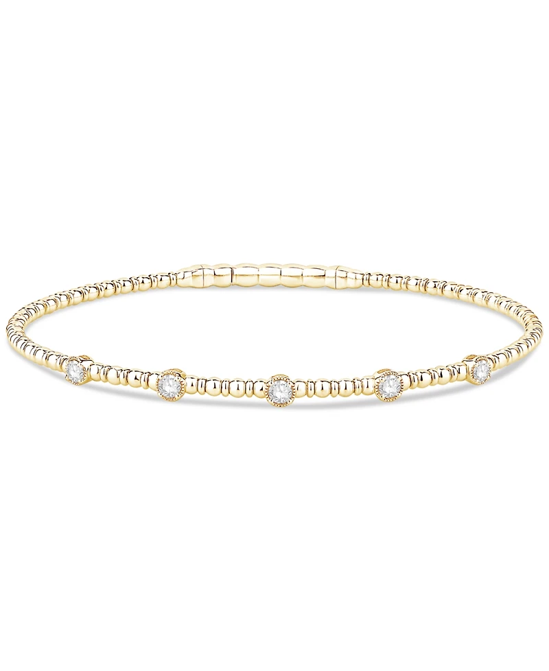 Diamond Station Bezel Flexible Bangle Bracelet (1/3 ct. t.w.) in 10k Gold