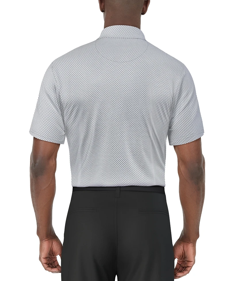 Pga Tour Men's Short Sleeve Micro Geo Print Polo Shirt