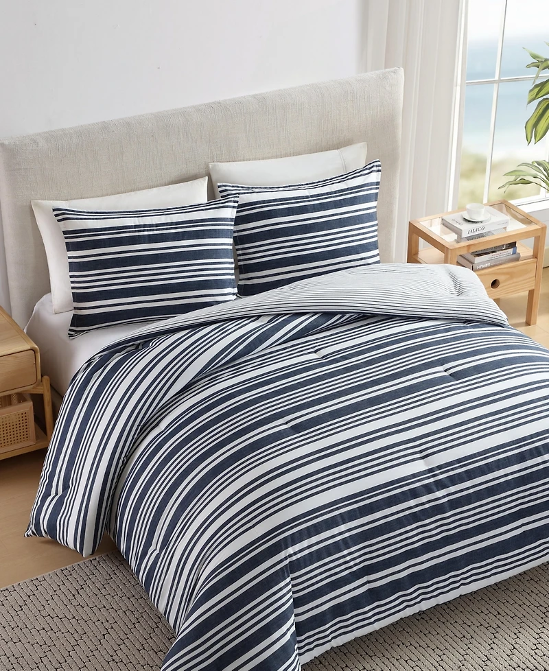 Nautica Coastline Stripe 3-Pc. Duvet Cover Set, Full/Queen