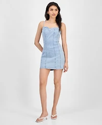 Bar Iii Women's Sleeveless Denim Corset Dress, Exclusively at Macy's