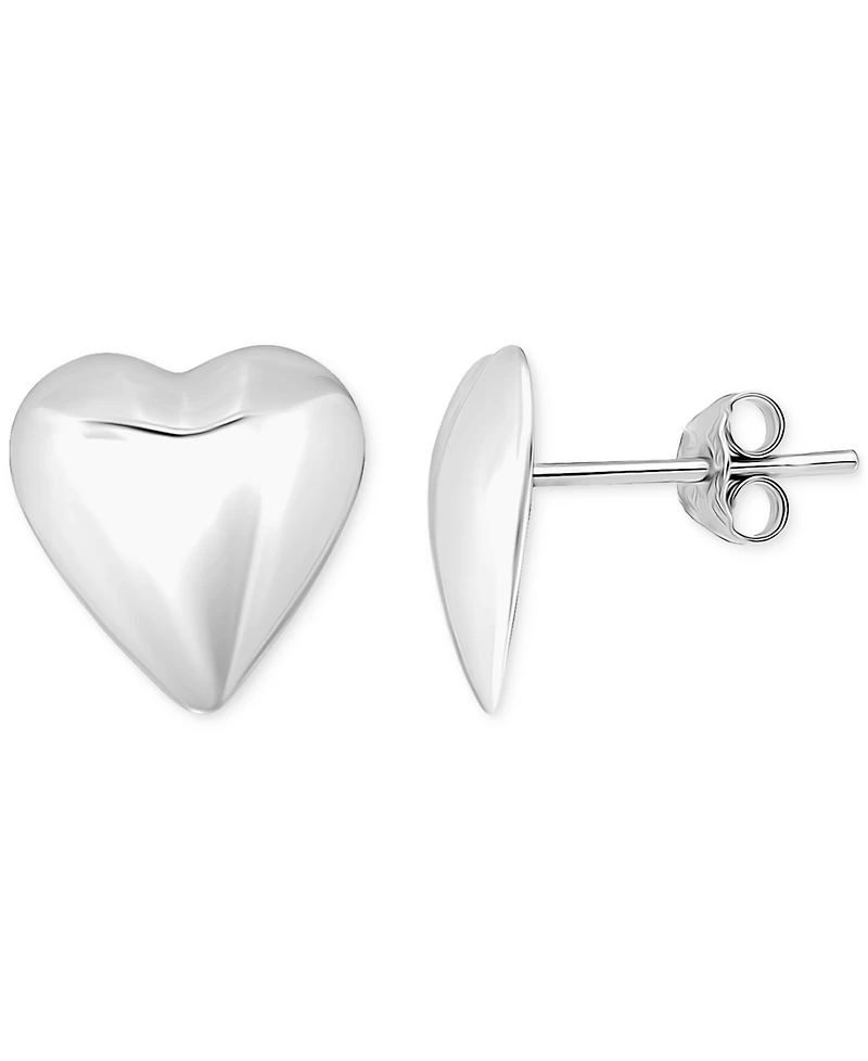 Giani Bernini Sculptural Heart Stud Earrings in Sterling Silver or 18k Gold-Plated Sterling Silver, Exclusively at Macy's