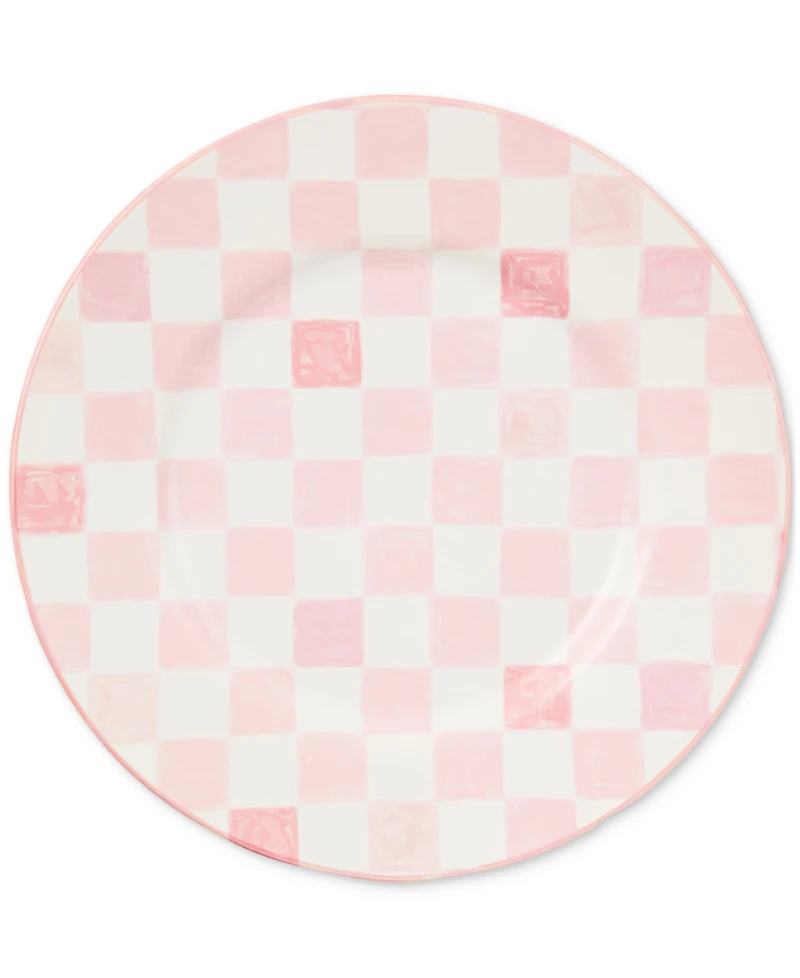 Mackenzie-Childs Pink Check Dinner Plate
