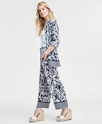 Tommy Hilfiger Women's Floral-Print Pull-On Wide-Leg Pants
