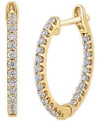 Diamond Small Hoop Earrings (1/2 ct. t.w.) in 14K White or Yellow Gold