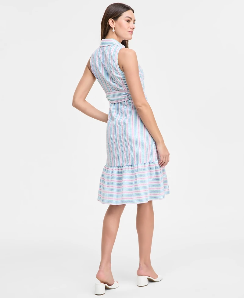 Jones New York Women's Striped Sleeveless Midi Shirtdress