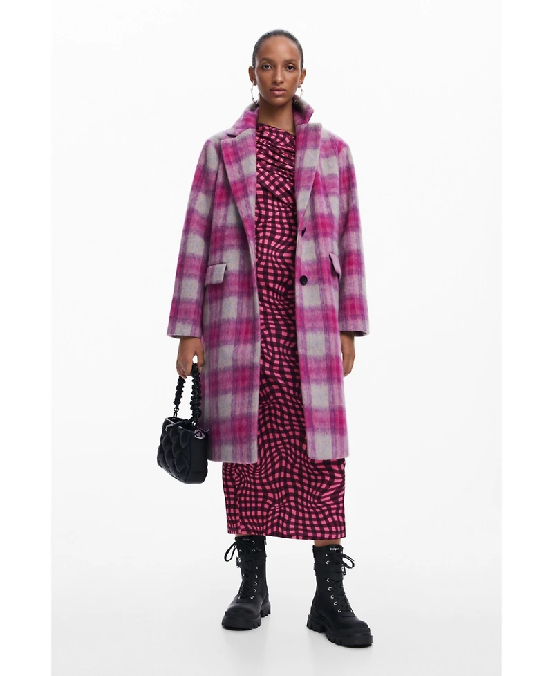 Desigual Women's Pink tartan coat