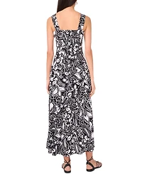 Vince Camuto Women's Printed Square-Neck Smocked-Back Sleeveless Maxi Dress