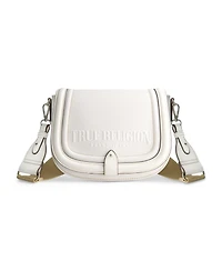 True Religion Distressed Logo Denim Saddle Bag